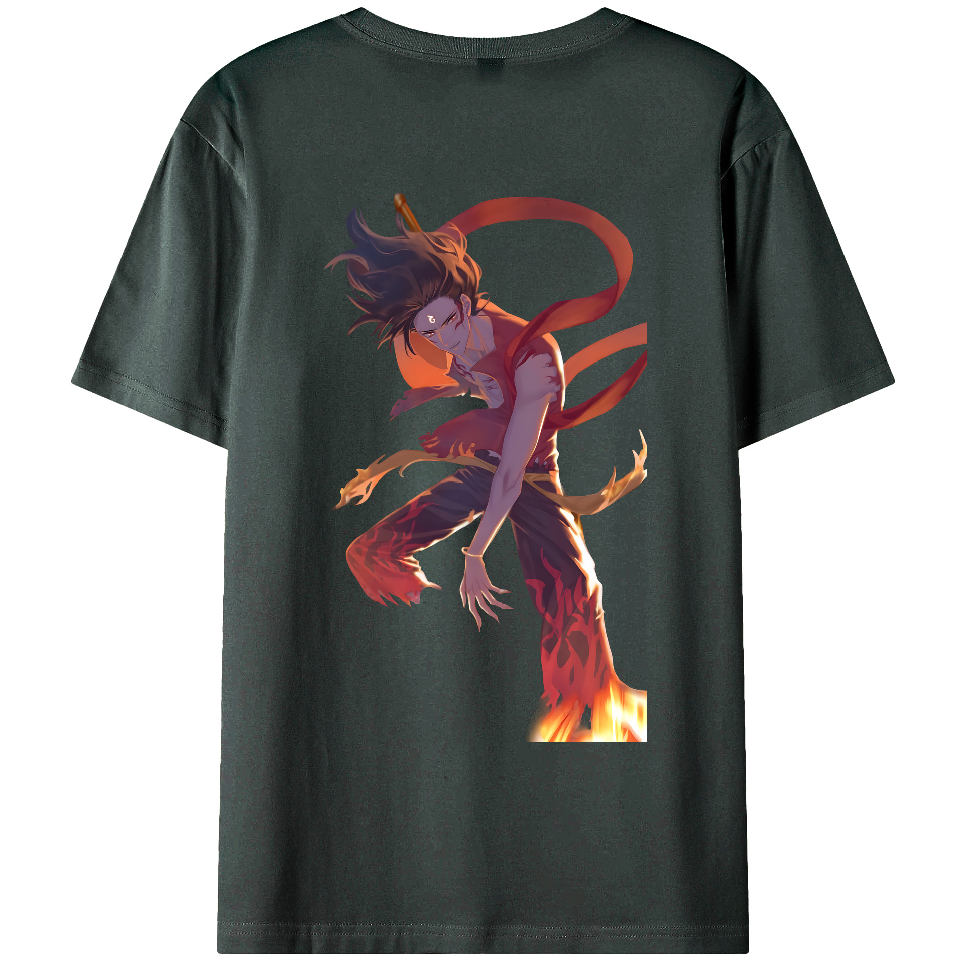 （画像用） Ne Zha 2 ナタ 魔童の大暴れ 綿100％ メンズ半袖Tシャツ（バックプリント） 通気性